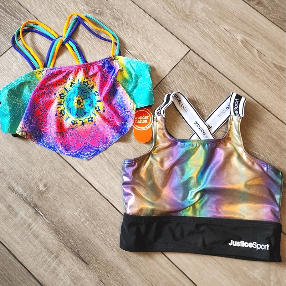 Girl's large bikini top and padded sports bra/top